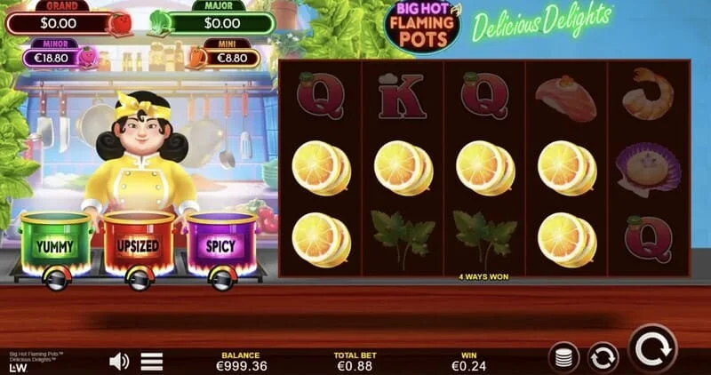 Big Hot Flaming Pots Delicious Delights - dobitna kombinacija u osnovnoj igri